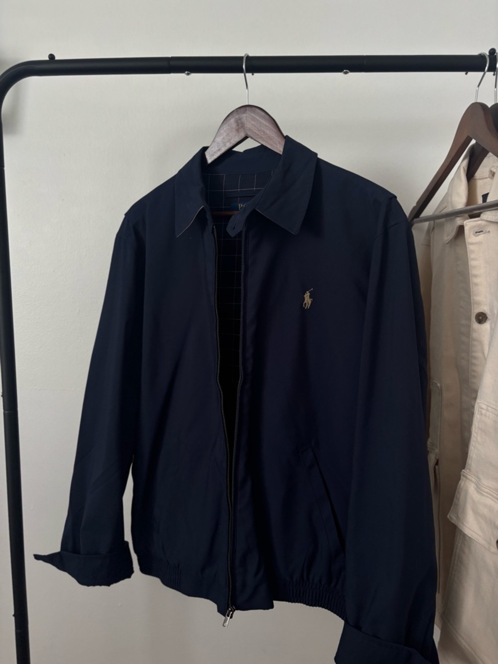 Ralph Lauren Navy Bomber Jacket with Gold Pony